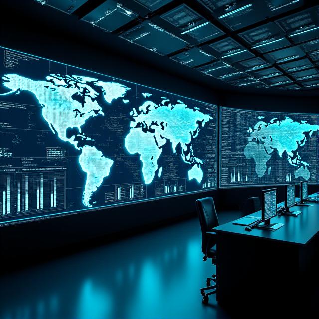 Modern logistics command centre with digital tracking displays